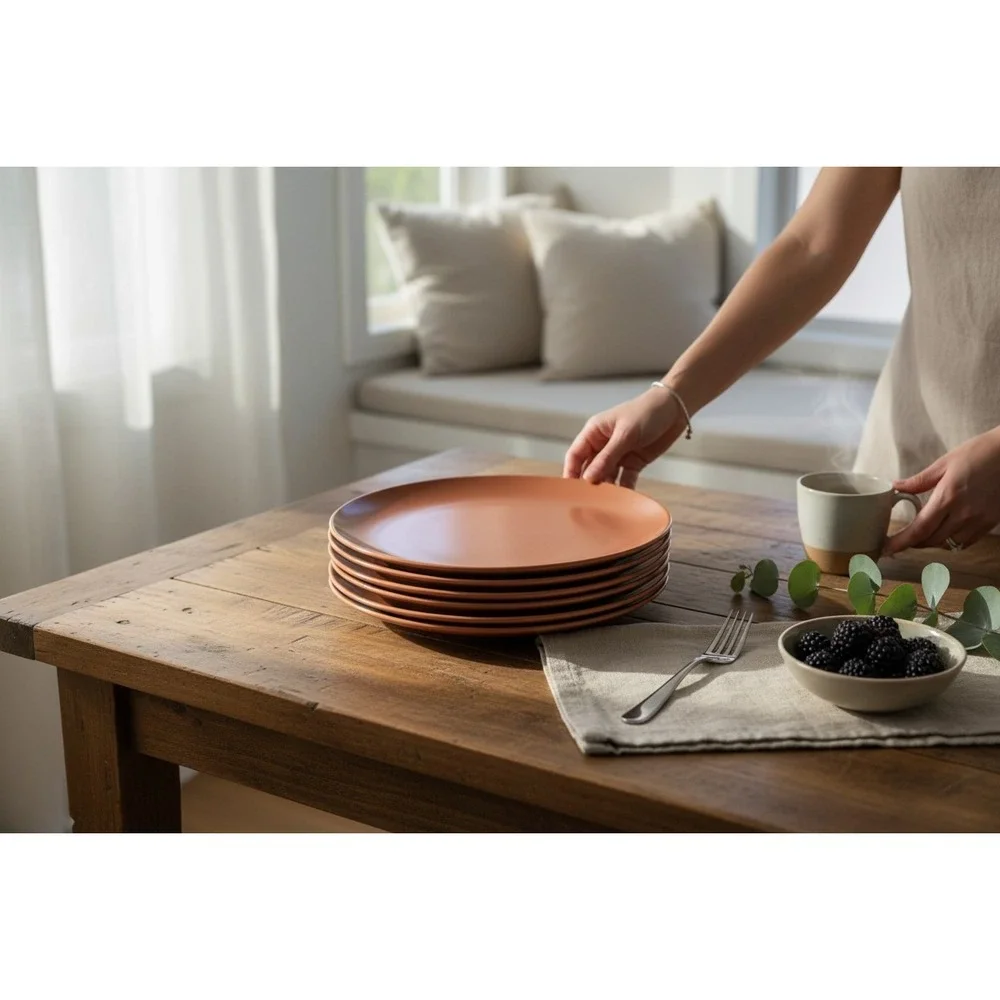 IKEA Dinner Plates Set of 6 10in Rust Orange Very Good Fargklar 15199-1